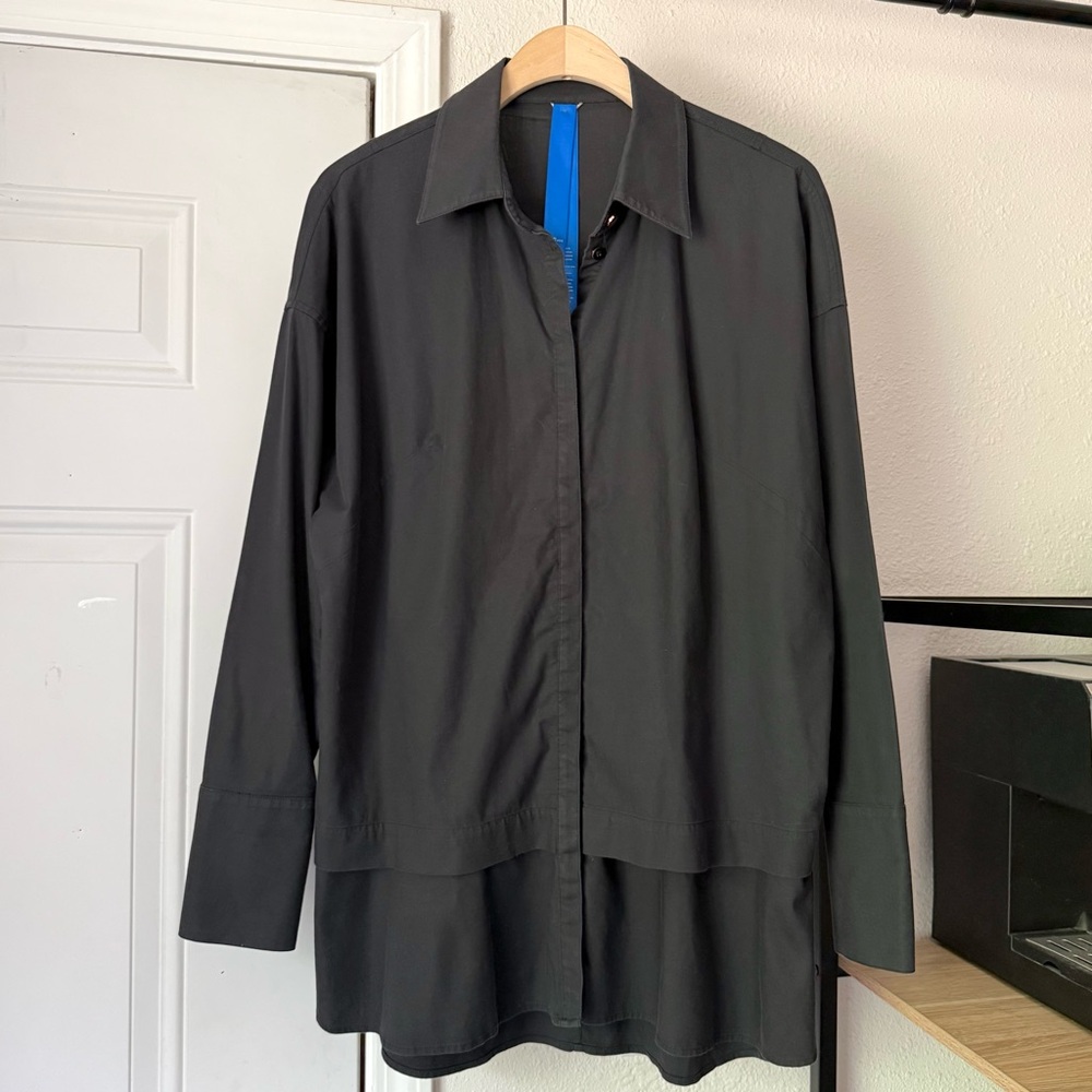 KIT + ACE black cotton long sleeve button up layered oversized shirt